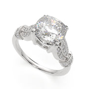3.15 Carat VS1 D Lab Grown Diamond Pave Cushion Ring